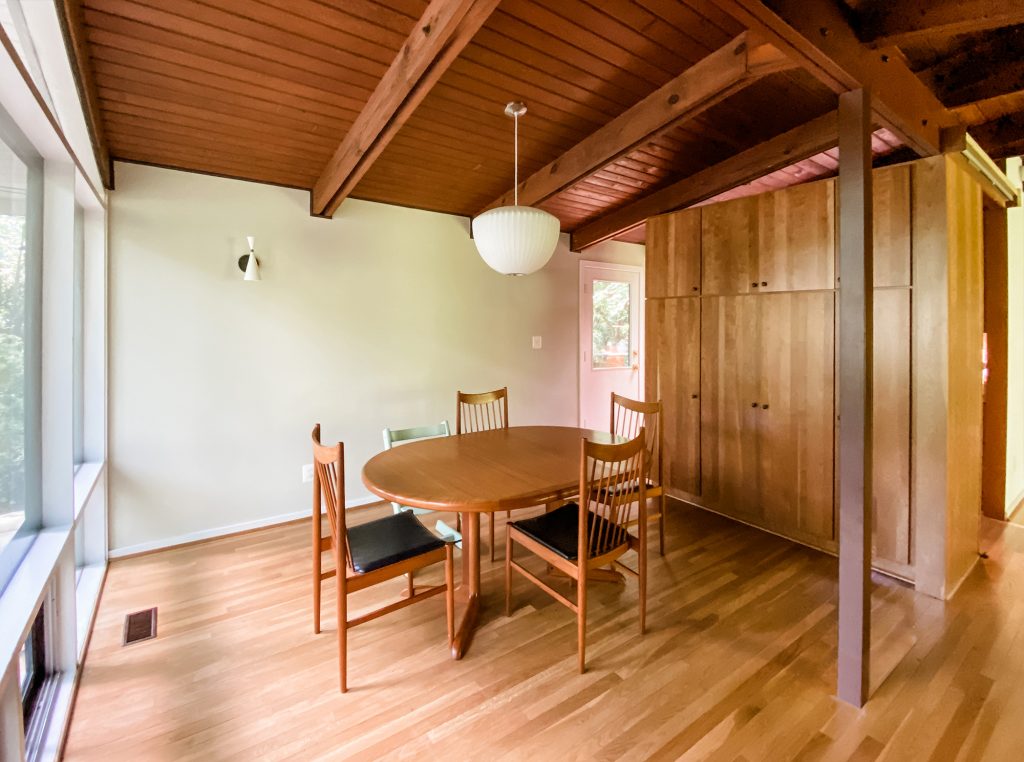 View of newly opened dining room provided by this whole house renovation