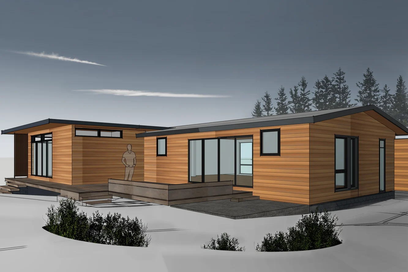 rear view of addition and deck
